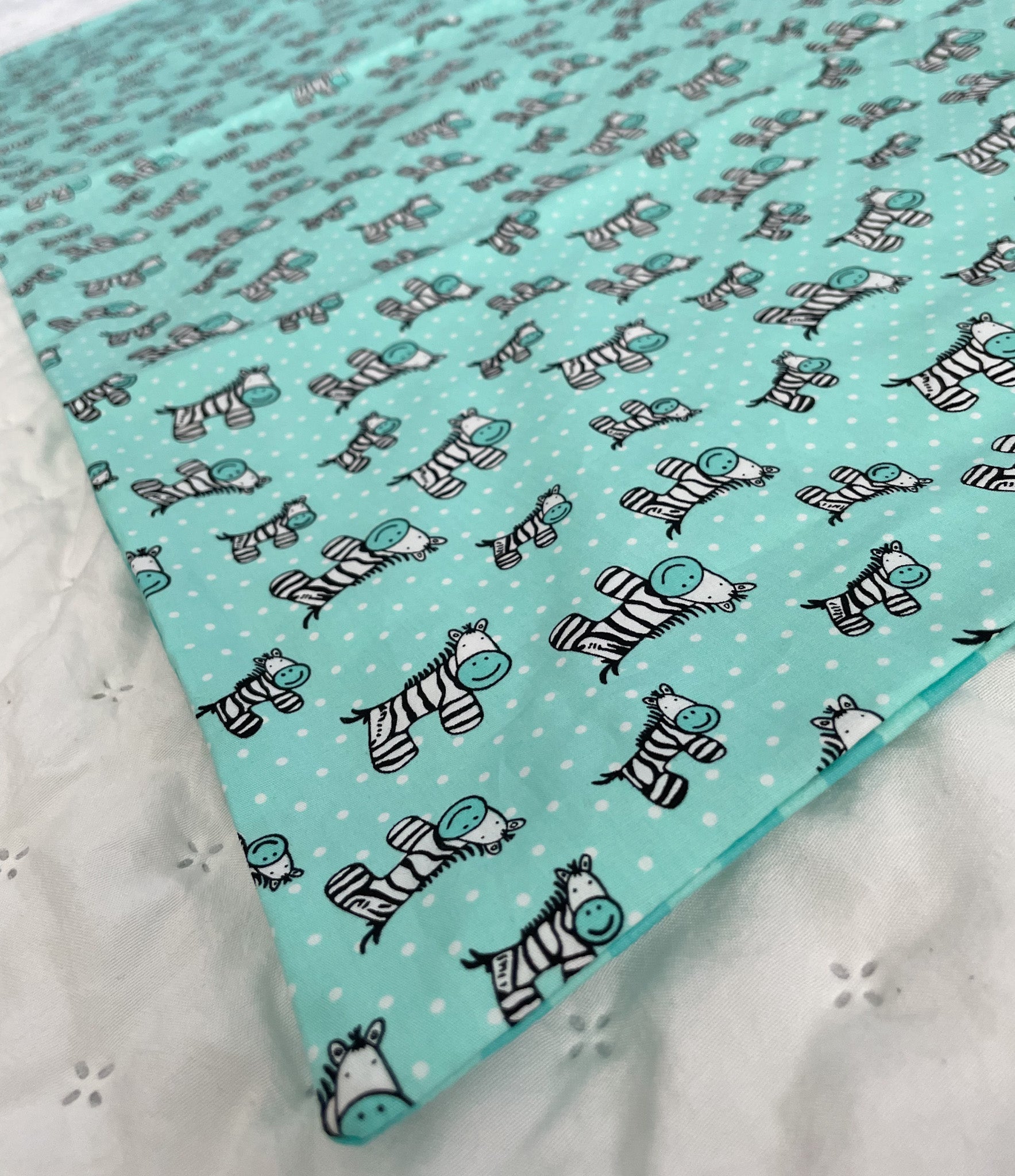 Teal Zebra Baby Blanket